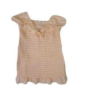 Madden NYC Smocked Cut Out Mini Dress in Pink Gingham Check JR Size XXL